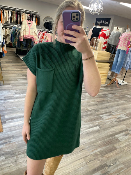 Ribbed Sweater Dress - Forest