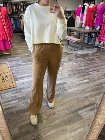 Front Seam Lounge Pants - Pale Brown