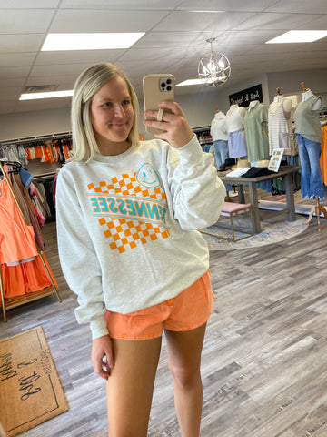 TN Checkerboard Smile Sweatshirt - Grey