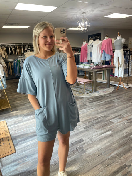 Tee Jersey Romper - Denim Blue