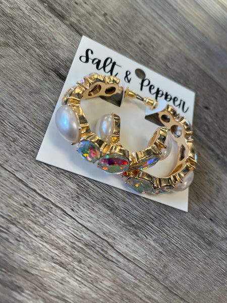 Multi Color Stone Hoops