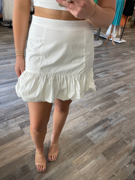Ruffle Hem Skirt - White