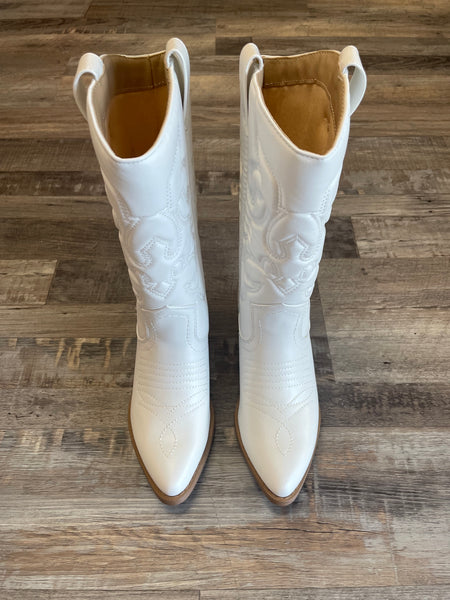 Rerun Cowboy Boot - White/Nude