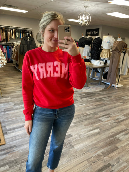 Merry Collegiate Sweatshirt - Red