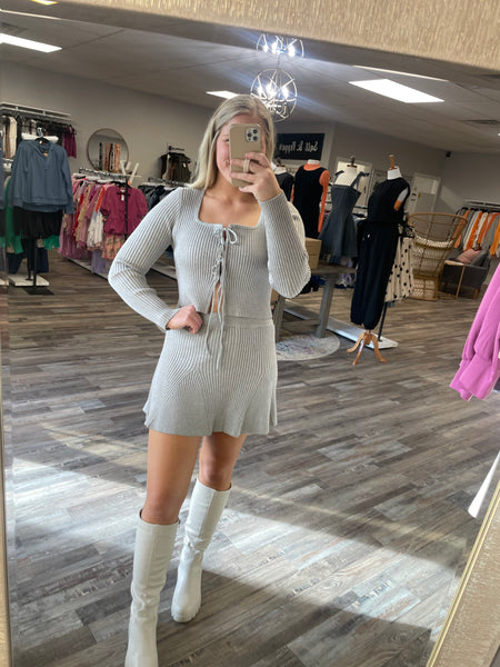 Sweater Mini Skirt - Grey