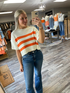 Stripe Sweater Top - White/Orange