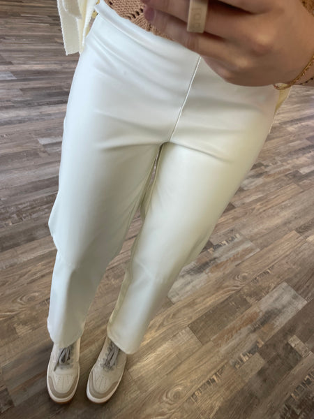 Leather Pants - Cream