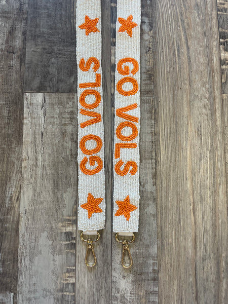 Go Vols Beaded Purse Strap - White