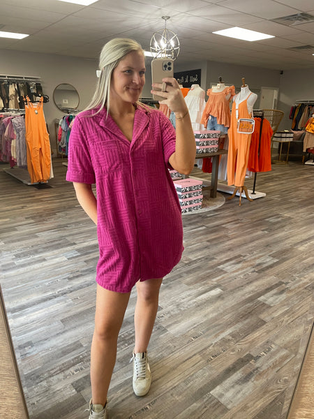 Textured Knit Dress - Pink