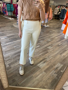 Cream leather pants outfit