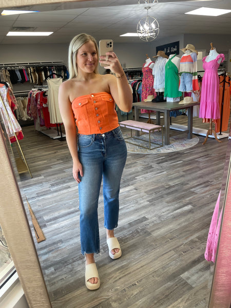 Denim Corset Top - Orange