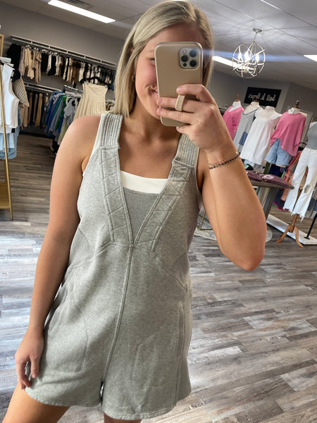 V-Neck Romper - Heather Grey