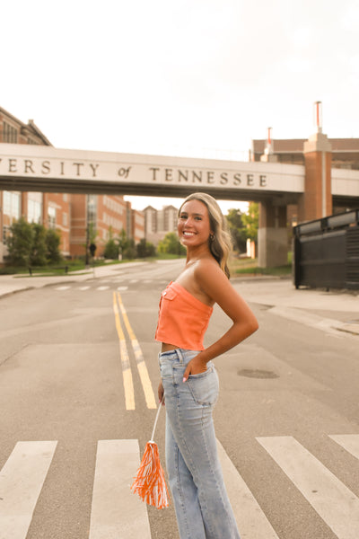 Denim Corset Top - Orange