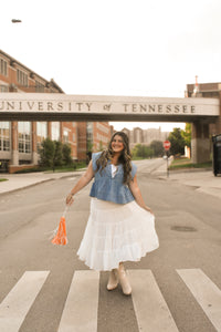 Tiered Midi Skirt - White