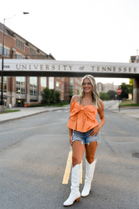 Bow Detail Strap Top - Tangerine