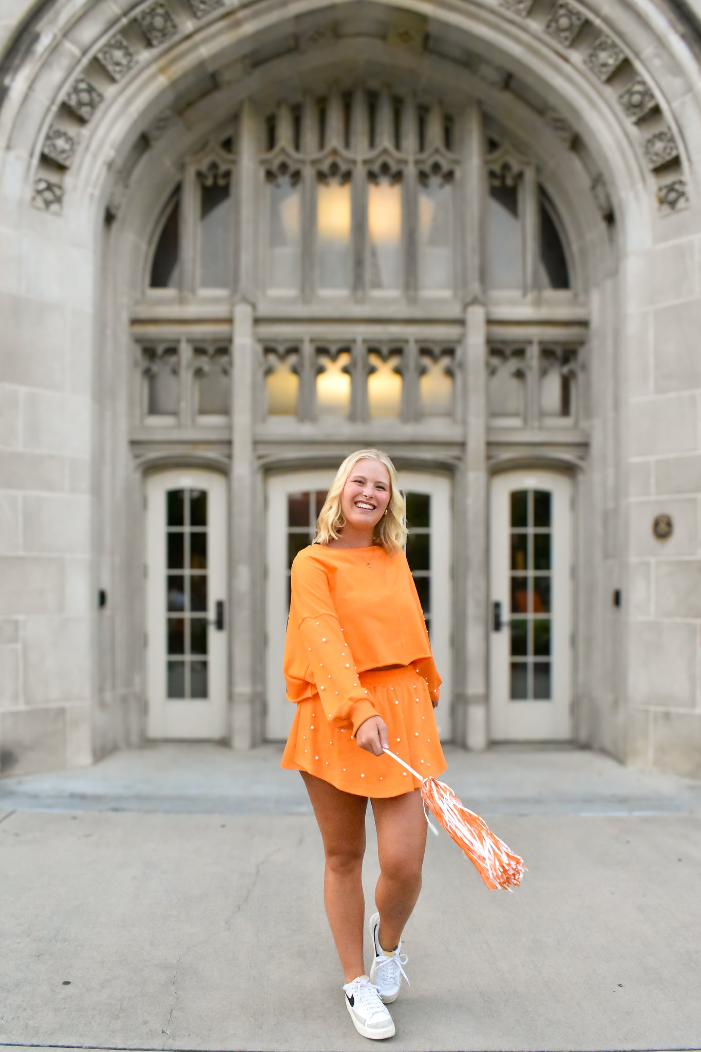 Pearl Embellished Pullover - Orange