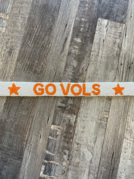 Go Vols Beaded Purse Strap - White