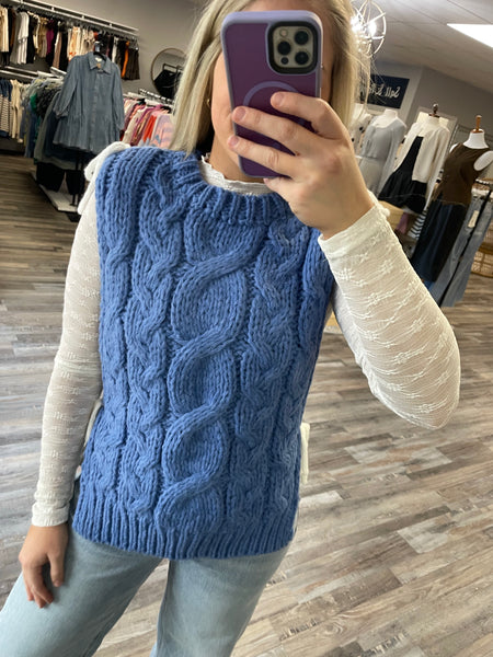 Chunky Sweater Vest - Blue