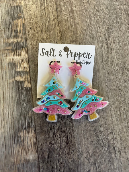 Decorated Christmas Tree Earring