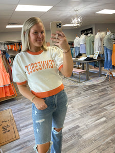 Tennessee Sequin Sweater - White/Orange