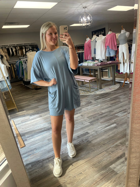 Tee Jersey Romper - Denim Blue