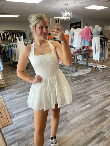 Active Tulle Skirt Dress - White