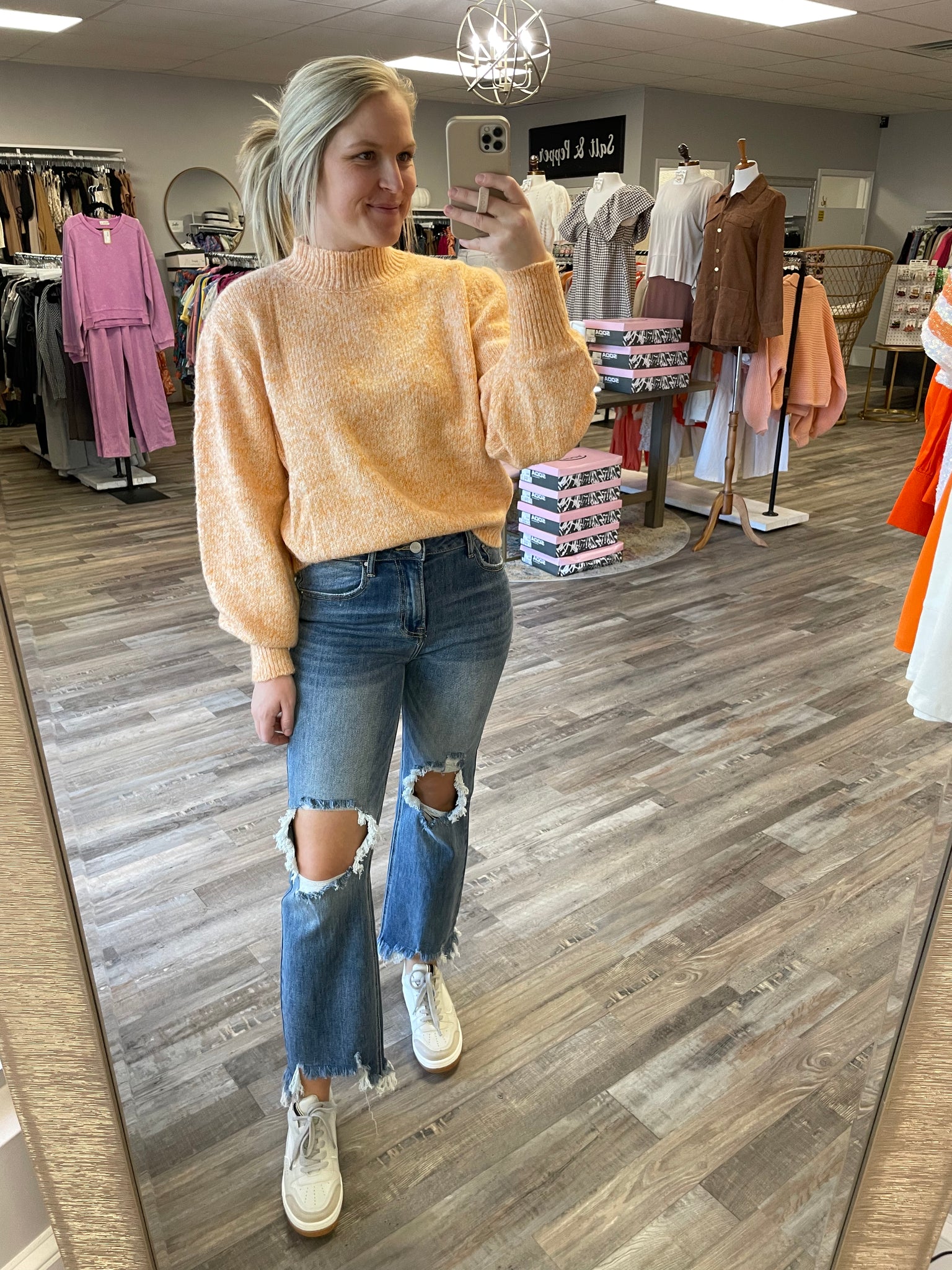 Marled Pullover Sweater - Orange