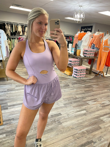 Athletic Cutout Romper - Lavender
