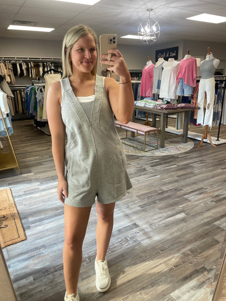 V-Neck Romper - Heather Grey