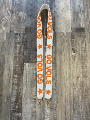 Go Vols Beaded Purse Strap - White