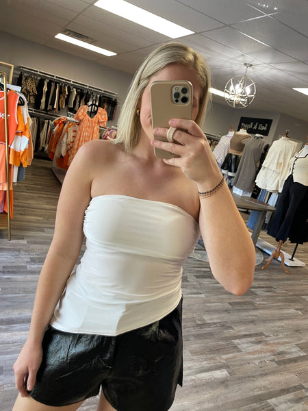 Asymmetrical Tube Top - White