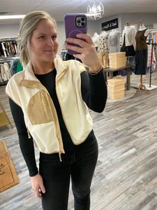 Oversized Fleece Vest - Cream