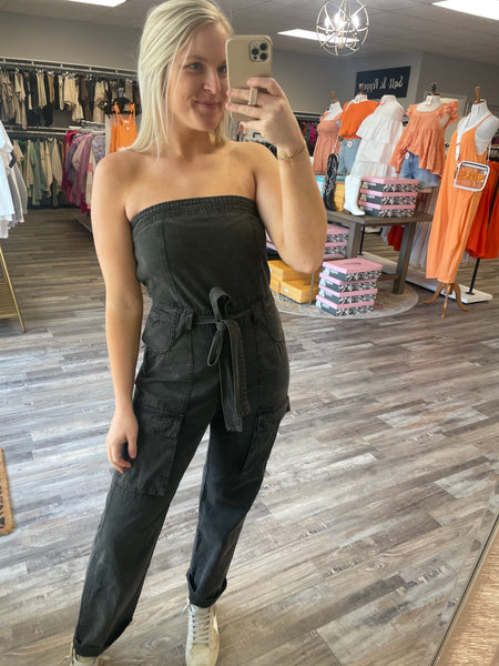 Sleeveless Jogger Jumpsuit - Washed Black