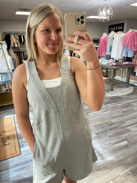 V-Neck Romper - Heather Grey