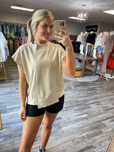 Short Sleeve Sweat Top - Taupe