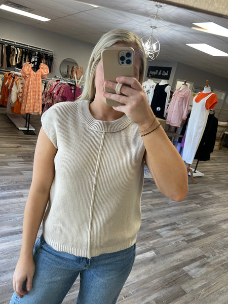 Sleeveless Knit Sweater - Oatmeal