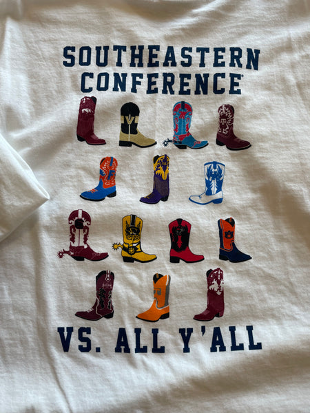 SEC Boots VS. All Y'all - White