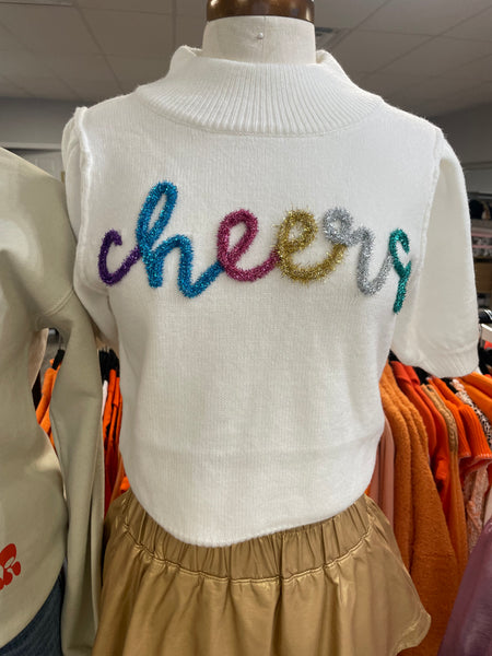 Cheers Puff Sleeve Sweater - White