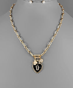 Heart Lock Charm Chain Necklace