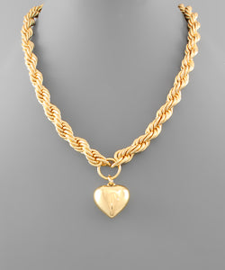 Heart Charm Thick Chain Necklace