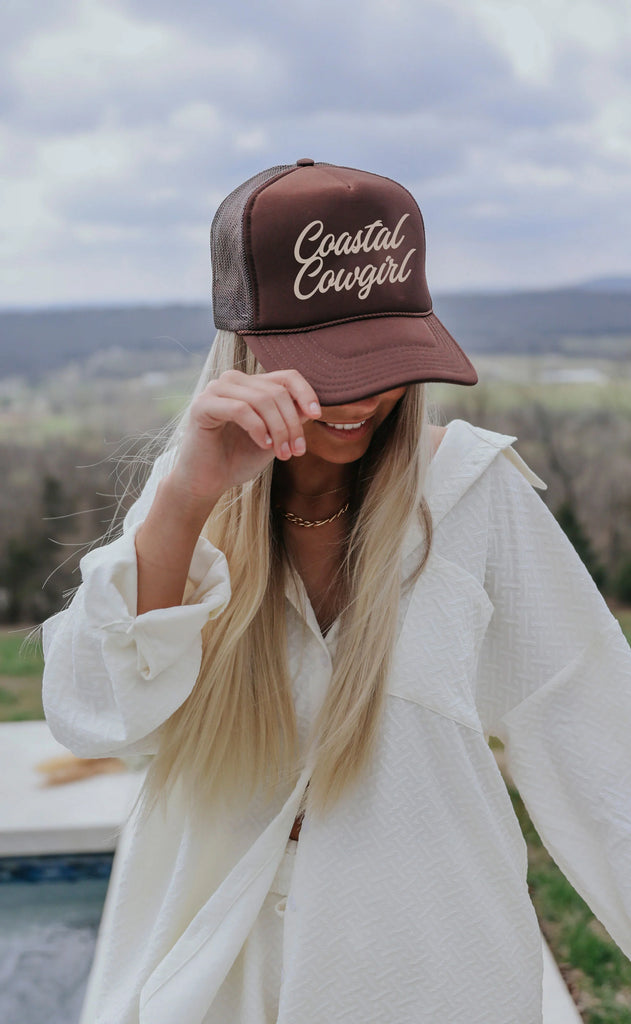 Coastal Cowgirl Trucker Hat Brown Salt Pepper Boutique