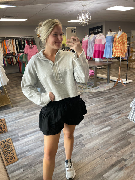 Terry Half Zip Pullover - Grey