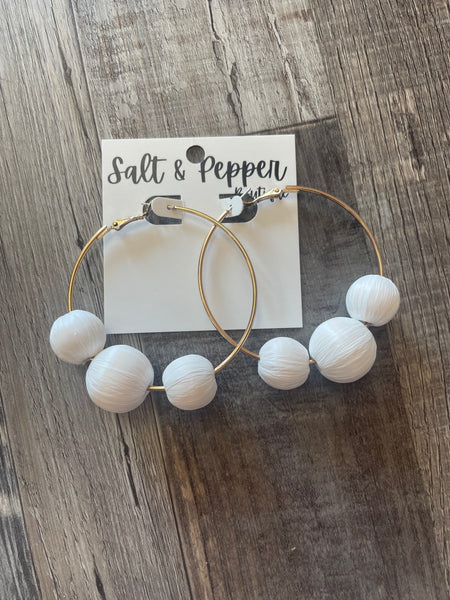 Raffia Ball Hoop Earring
