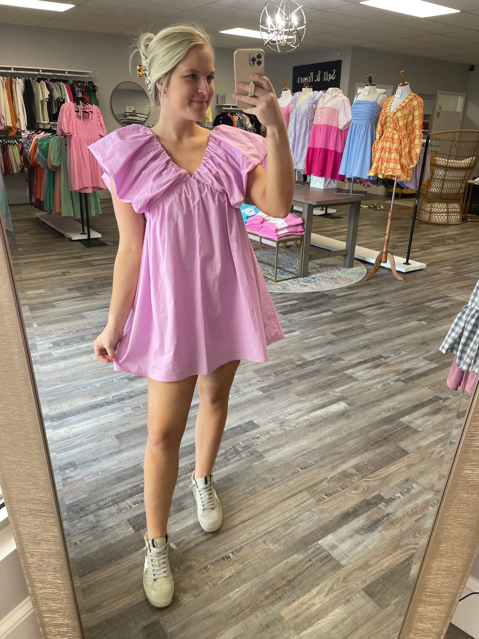V neck babydoll dress best sale