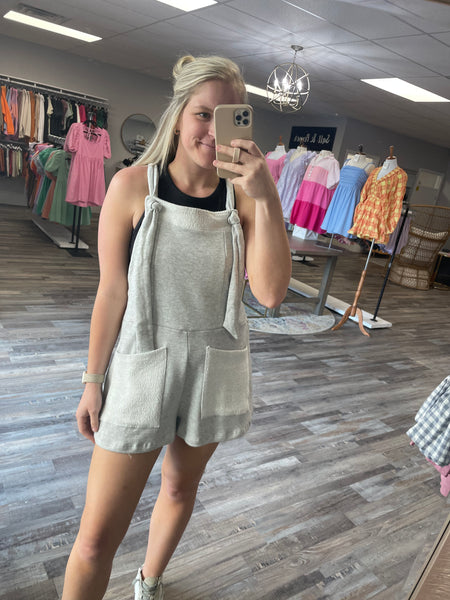 Overall French Terry Romper - Heather Grey