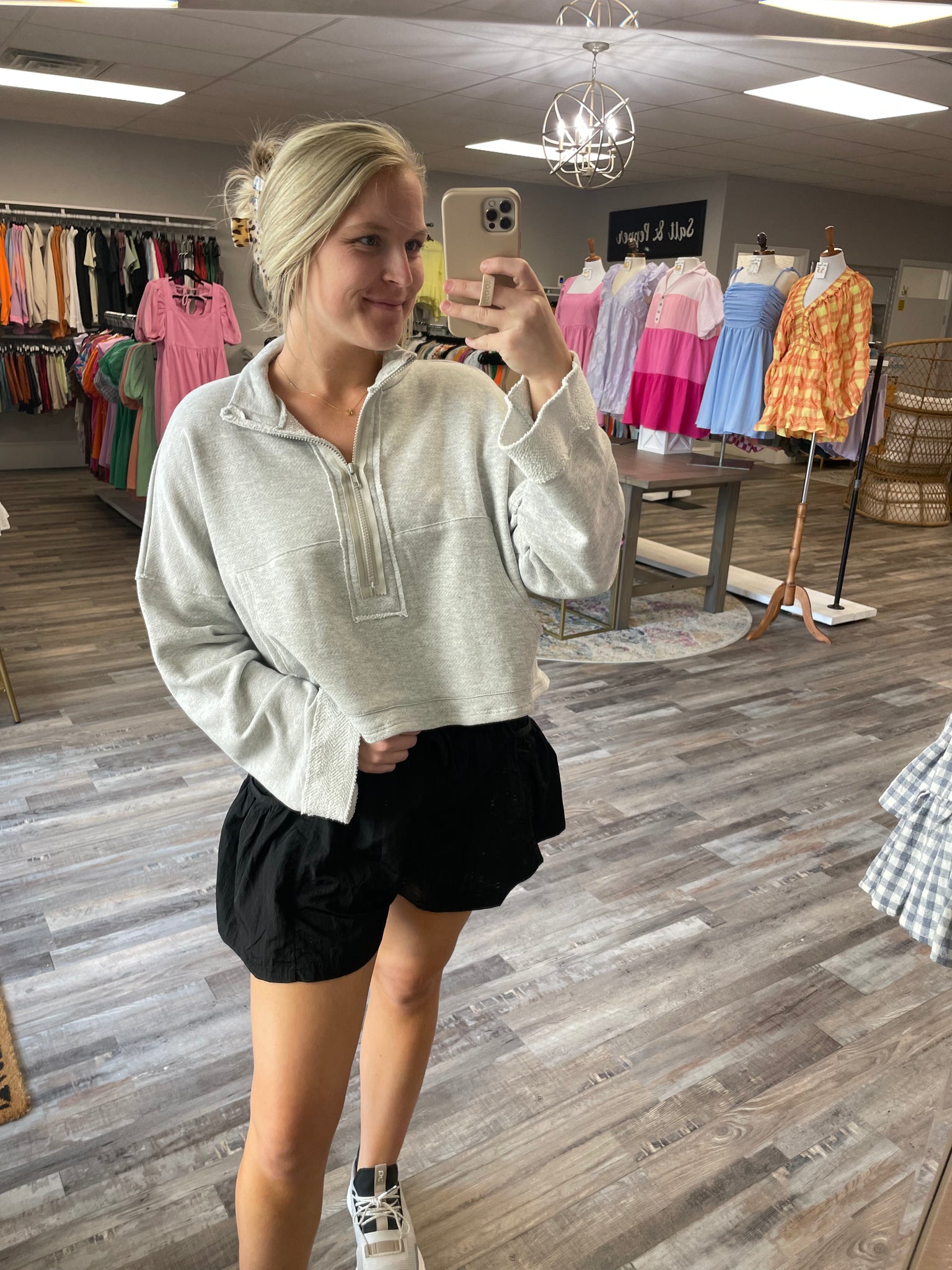 Terry Half Zip Pullover - Grey