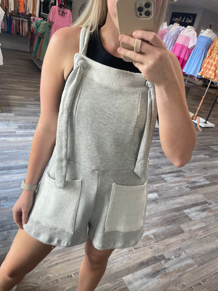 Overall French Terry Romper - Heather Grey