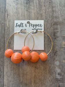 Raffia Ball Hoop Earring