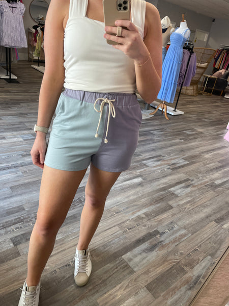 Color Block Knit Shorts-Taupe Multi