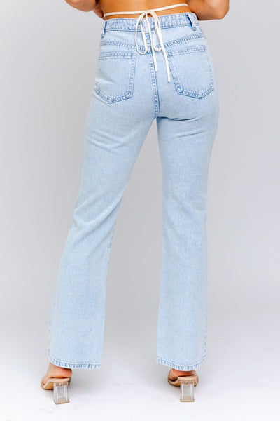 Color Block Denim Jeans - Lt Denim